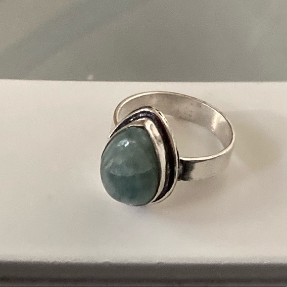 Sterling Silver Larimar Teardrop Ring - Picture 13 of 15